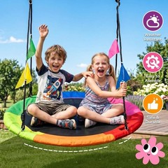 Tree Swing, 40 Inch Saucer Swing for Kids, 600lbs , Adjustable Hanging Straps,
