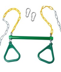 18″ Trapeze Swing Bar with Rings Heavy Duty Chain Swing Set Accessories Green
