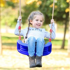 Plastic Swing Seat with Adjustable Rope, 220 lb Capacity Blue