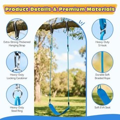 Heavy Duty Kids Swing Seat with 79″ Adjustable Rope, 330 lbs Blue, 1 Pack