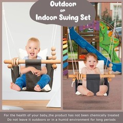 Baby Swing Outdoor Indoor Toddler Swing Seat with Safety Belt, Canvas Hanging…