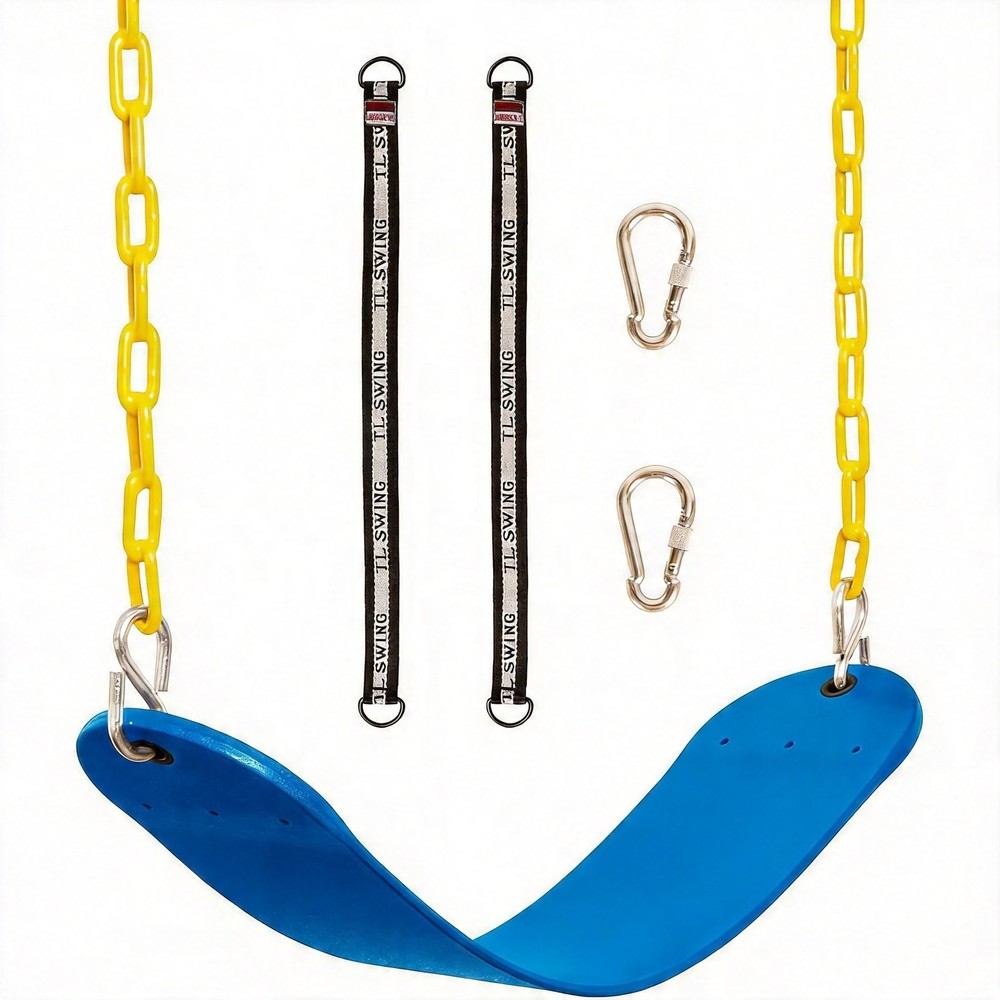 Decorlife Outdoor Swing Seat with 66″ Coated Chain 330lb Capacity, Blue