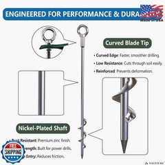 NACETURE 18-Inch Heavy Duty Ground Anchors Screw in, 4 Pack Earth Anchor Kit wit