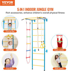 Indoor Jungle Gym for Toddlers, 5-In-1 Climbing Playset with Carbon Steel Swedis