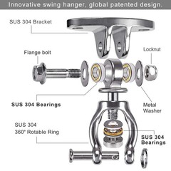 Silent Bearing Swivel Swing Hanger Stainless Steel Swing Hook Ceiling Mount S…