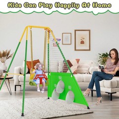 New 3in1 Kids Swing Set Backyard Indoor Toddler Swing With Basketball Hoop