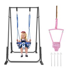 2 in 1 Baby Jumper and Swing, Toddler Swing Set with Foldable Stand, Ages 6 M…