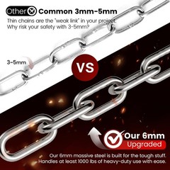 1000LB Heavy Duty Hanging Swing Chain, 6mm Thick 304 Stainless Steel Hanging …