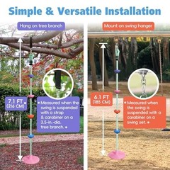 Tree Swing for Kids Disc Seat 6.2ft Candy Pink Indoor Outdoor Rope Climbing