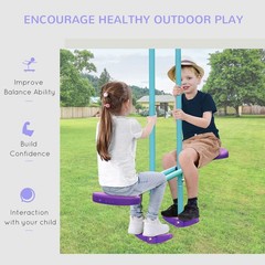 2-in-1 Kids Metal Swing Set for Backyard