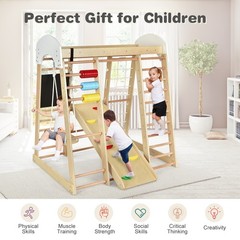 Indoor Playground Climbing Gym Wooden Kids 8 in 1 Climber Playset for Children