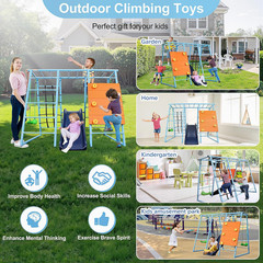 6-in-1 Indoor Climbing Dome Playset with Slide, Swings, and Monkey Bars