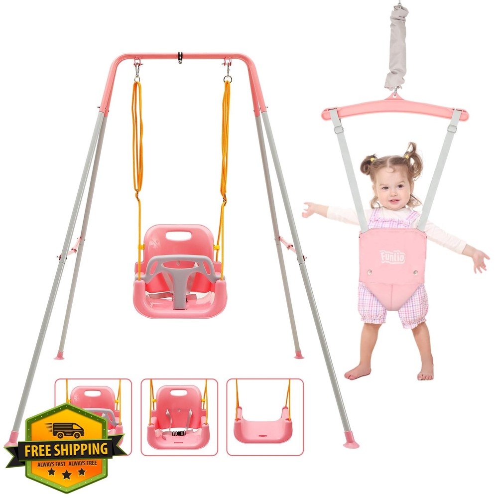 FUNLIO pink 2-in-1 toddler swing jumper