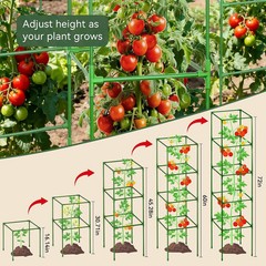 Halatool 4 Pack 72″ Extra Tall Square Tomato Cages, Heavy Duty Metal Plant Suppo