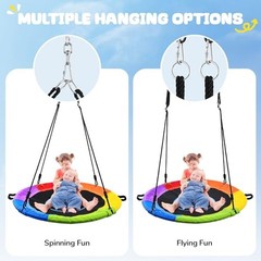 700lb Saucer Tree Swing for Kids Adults Outdoor Textilene with 40″ Multicolor