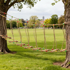 Outdoor Rope Bridge, 2M/6.56FT Climbing Rope Ladder for Backyard Playground, Sol