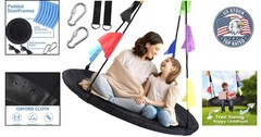 Durable 40-Inch Saucer Swing for Kids – Complete with Straps & Carabiners
