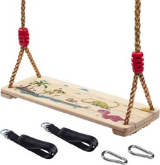 Wooden Swing Seat Outdoor Wood Swing Kids Tree Straps Set Accessories
