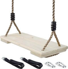 Wooden Swing Seat Outdoor Wood Swing Kids Tree Straps Set Accessories