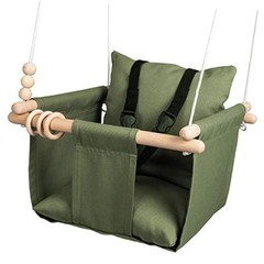 Indoor Outdoor Baby Swing with 3-Point Harness and Hardware for Ceiling, Green