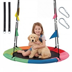 DUMOS 40″ Rainbow Saucer Tree Swing, HD Waterproof, Kids/Adults, Adj Ropes