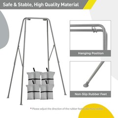 Foldable Kids Swing Stand with Sandbags Heavy Duty Indoor Outdoor Grey