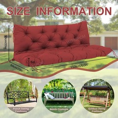 Premium 5″ Thick Waterproof Outdoor Swing Cushions Sturdy Durable 2-3 Seat Repla