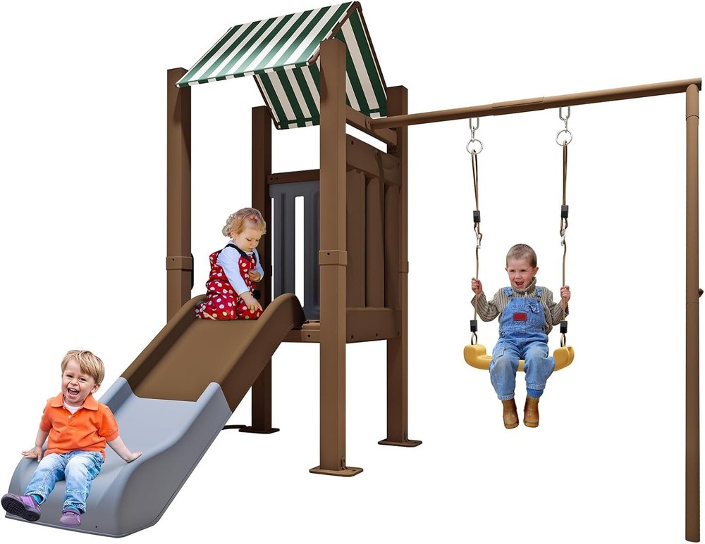 Outdoor Play Equipment with Slide & Swing Set, Outdoor Playground, Backyard