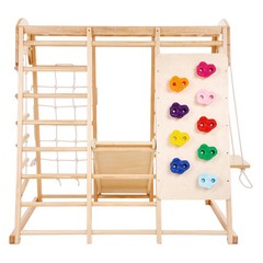 VEVOR Indoor Jungle Gym 7-in-1 Toddler Indoor Playground Wooden Climbing Toys M