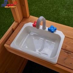 Castlewood Wooden Swing Set Playset with Clubhouse Mailbox Slide and Play Kitche