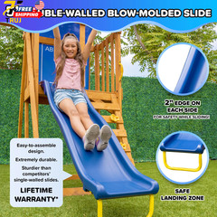 Wooden Swing Set Outdoor with Heavy Duty Double A-Frame For Ages 3-8 FREE SHIPPI
