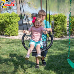 Backyard Discovery Endeavor II Cedar Wood Swing Set with Wave Slide Play Deck
