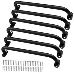 17 Inch Metal Playground Handles Set of 6, Heavy-Duty Climbing Wall Grab Black