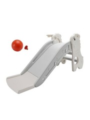 🚀3In1 Kid Folding Slide W/ Climber,Basketball Hoop,Freestanding Slide Toy White