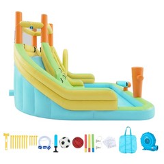 Large Inflatable Water Slide Bounce House w/ Climbing Wall & Splash Pool