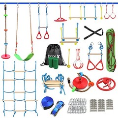 Ninja Obstacle Course for Kids Backyard – 10 Durable 1x60FT + 10 attachments