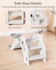Toddler Slide Indoor & Outdoor Playground, 4-in-1 Baby Slide with Cream & Gray