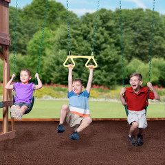 Caribbean Adventure Playground Set with Slide, Rockwall & Swing Bench