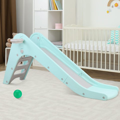 Freestanding Kids Slide, Toddler Slide Climber with Basketball Hoop & Ball, Baby