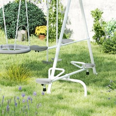 5 in 1 Kids Swing Set for Backyard Heavy-Duty A-Frame Stand, Saucer Swing, Slide
