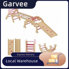 Ramp Arch And Ladder Included On Pink Triangle Set Wooden Toddler Jungle Gym, In