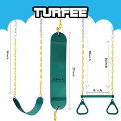 3 Pack Swing Set with Trapeze Bar and Rings Kids Outdoor Playground Accessory