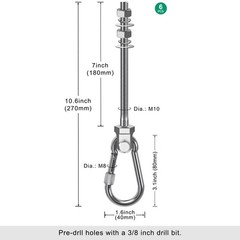 Swing Hangers 1500LB Capacity 7″ X M2/5″ Stainless Steel for Wood/Steel Beam