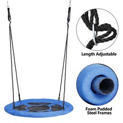 Tree Swing Set Saucer 40″ Swing Seat for Kids Backyard Outdoor Waterproof Blue
