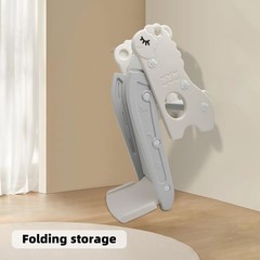 🚀3In1 Kid Folding Slide W/ Climber,Basketball Hoop,Freestanding Slide Toy White