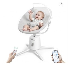 Zoicay Lightweight White Baby Swing for Infant with 3 Modes & 5 Speeds