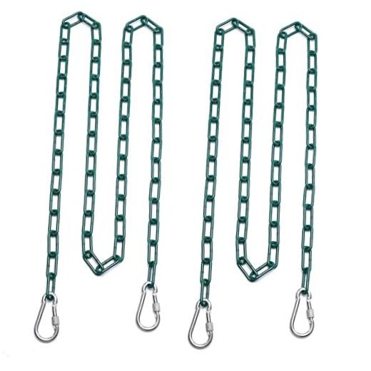 2 Swing Chains Heavy Duty (63″) Fully Plastic Coated with 4 63inch-2Pack Green