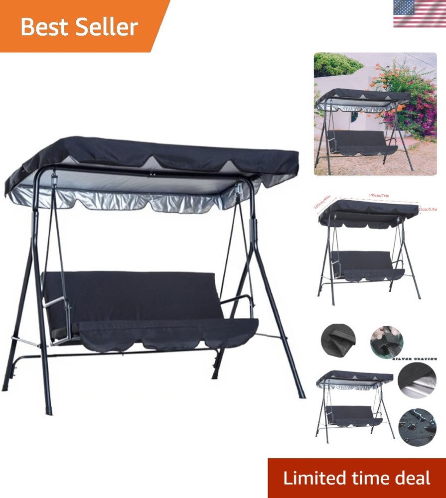 Swing Canopy Replacement Top, 3 Seat Outdoor Patio Swing Canopy Replacement C…
