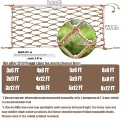 Jute Hemp Rope Net Heavy Duty Climbing Net for Kids Outdoor Balcony 3×9 FT