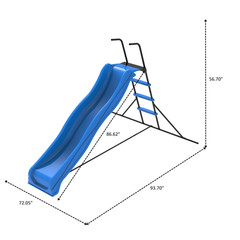 2.2M Blue Kids Plastic Slide, Freestanding Indoor Playground Equipment
